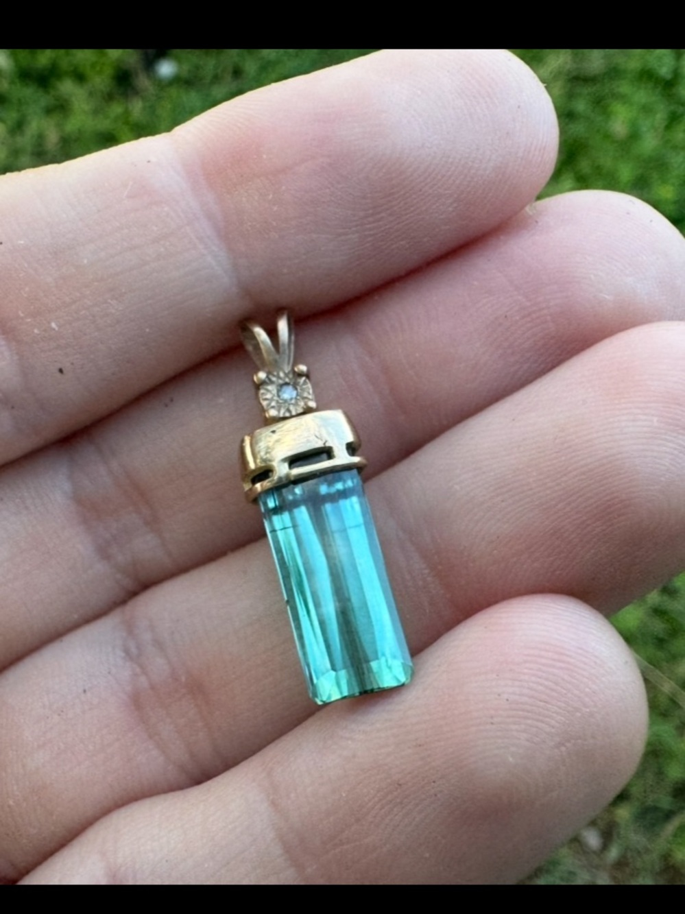 Solid 10k gold RARE Handmade genuine clean tourmaline/diamond pendant high end - Picture 10 of 11